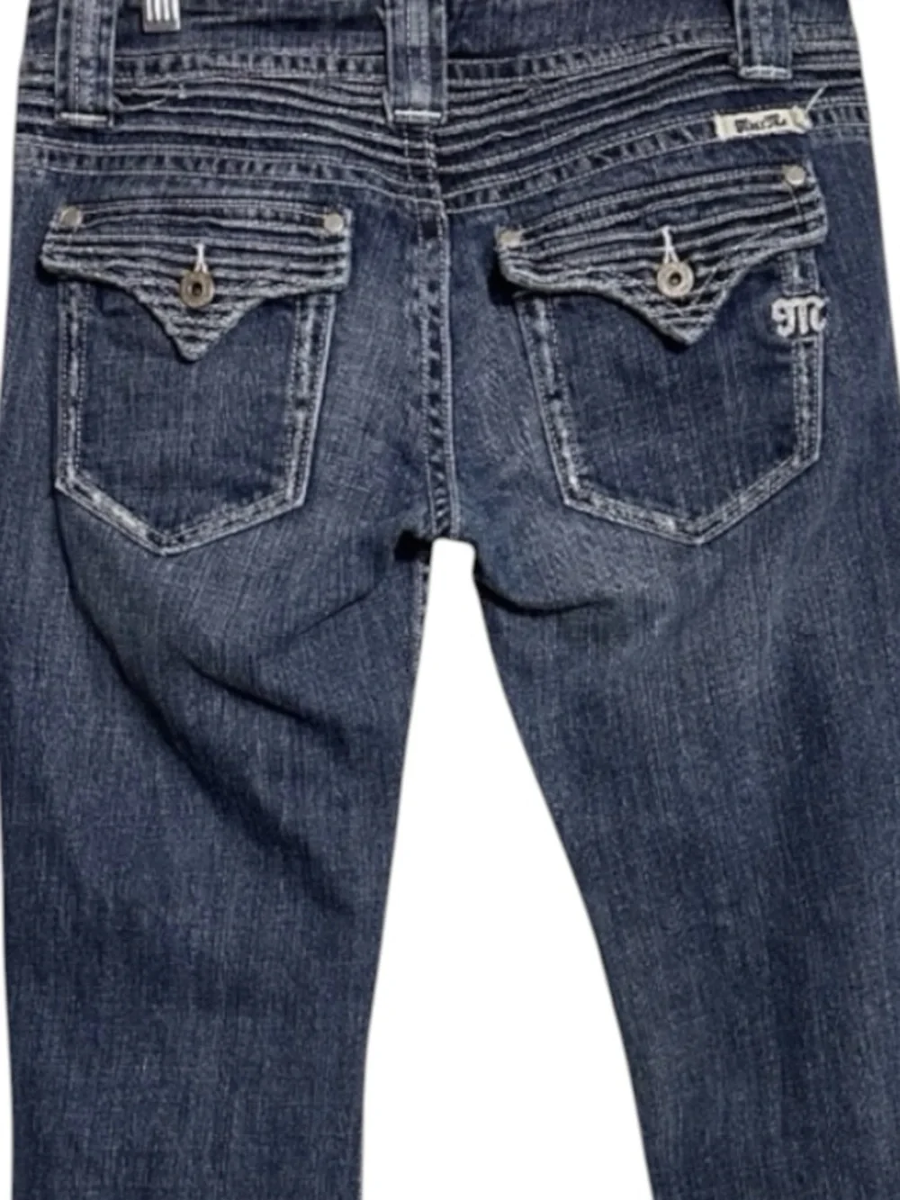 Miss Me Harvard Wash Bootcut Mid Rise Flap Back Pocket Cleo Jeans JP4425